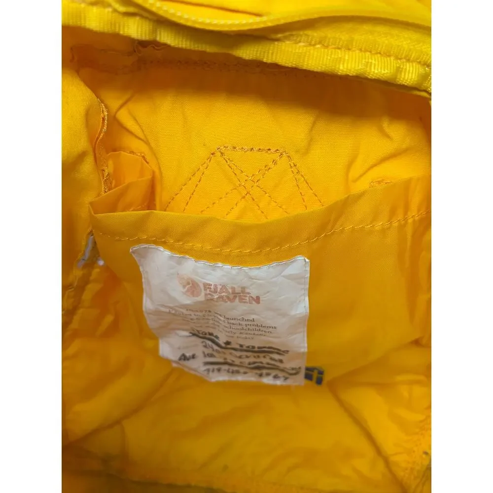 Fjallraven backpack yellow *lots of wear* small child